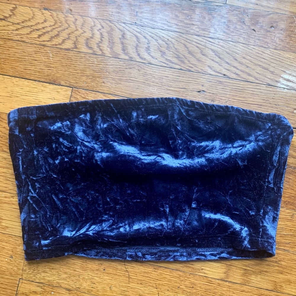Blue Crushed Velvet Bandeau Tube Top | Beware